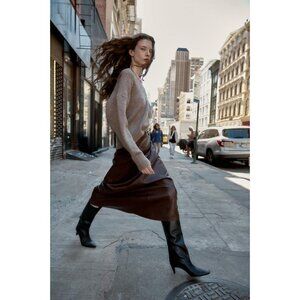 ZARA LEATHER KITTEN HEEL BOOTS